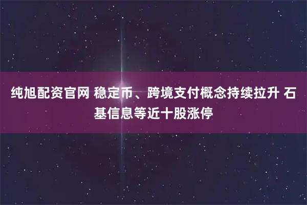 纯旭配资官网 稳定币、跨境支付概念持续拉升 石基信息等近十股涨停