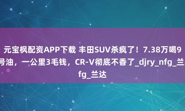 元宝枫配资APP下载 丰田SUV杀疯了！7.38万喝92号油，一公里3毛钱，CR-V彻底不香了_djry_nfg_兰达